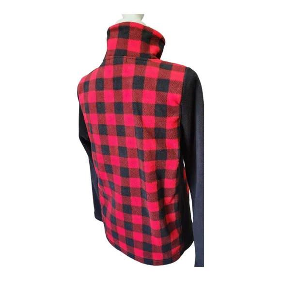 Chaps Women's Buffalo Plaid Fleece Pullover, Red/Black 1/4 Zip, Size Small, S - Picture 9 of 11